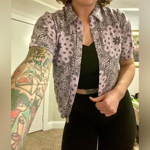Paisley Button up crop top